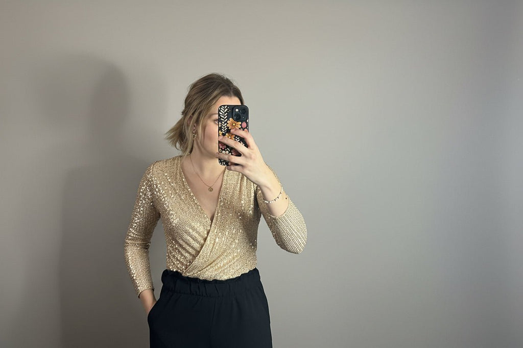 Bodie à sequin Doré, le glamour - L'atelier d'Alice