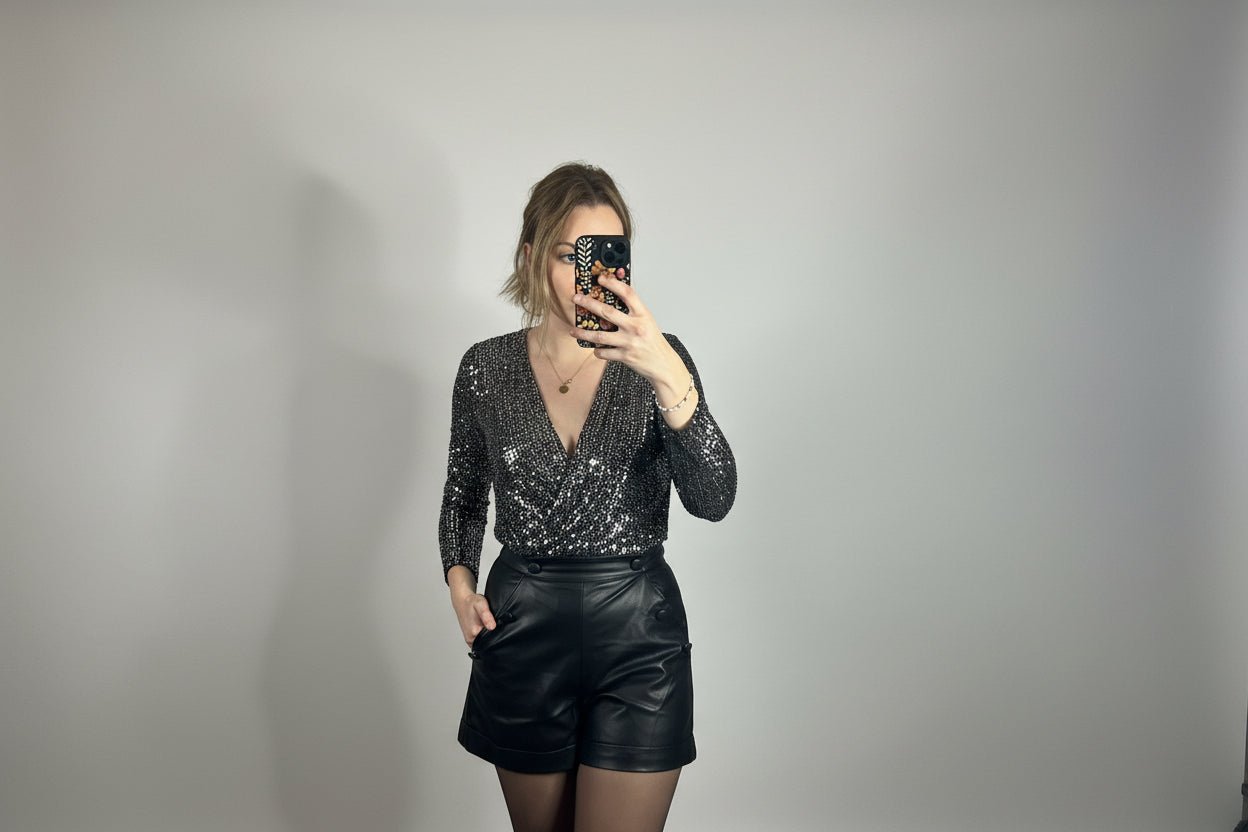 Bodie à sequin Noir - L'atelier d'Alice